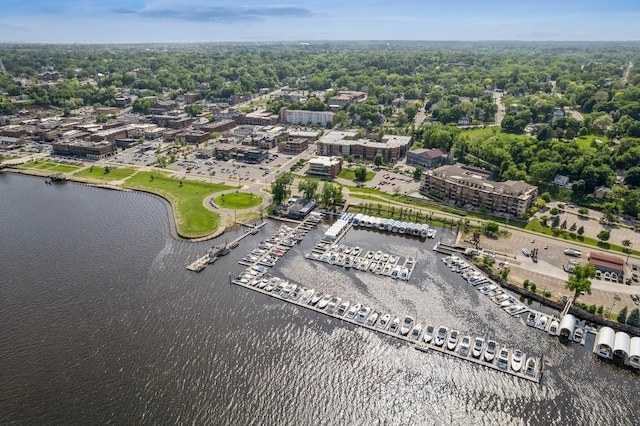 406 Mulberry St W, Stillwater, MN 55082 - drone / aerial view of numerous boat docks and a large body of water