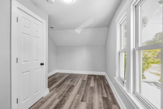 1912 15th Ave N, Minneapolis, MN 55411 - bonus room with lofted ceiling, dark wood-type flooring, a textured ceiling, and baseboards