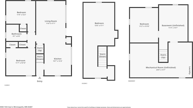 3945 15th Ave S, Minneapolis, MN 55407 - floor plan / room layout