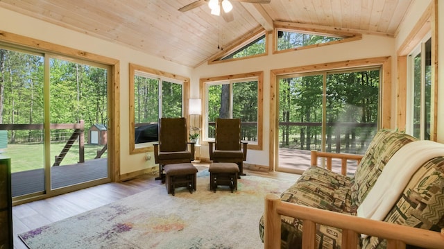 3015 Aspen Ter, Scott Twp, WI 54830 - sunroom / solarium with wood finished floors, wooden ceiling, and baseboards