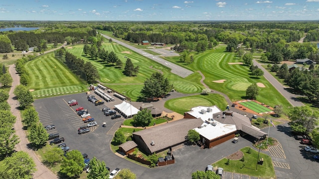 3015 Aspen Ter, Scott Twp, WI 54830 - bird's eye view of a heavily wooded area, a golf club, and a nearby body of water