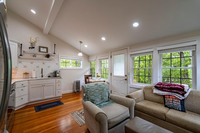 30124 Circle Dr, Breezy Point, MN 56472 - living area with radiator, light wood-type flooring, and recessed lighting