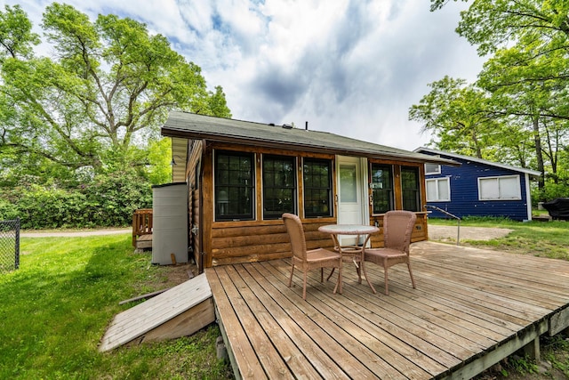 30124 Circle Dr, Breezy Point, MN 56472 - wooden terrace with a lawn