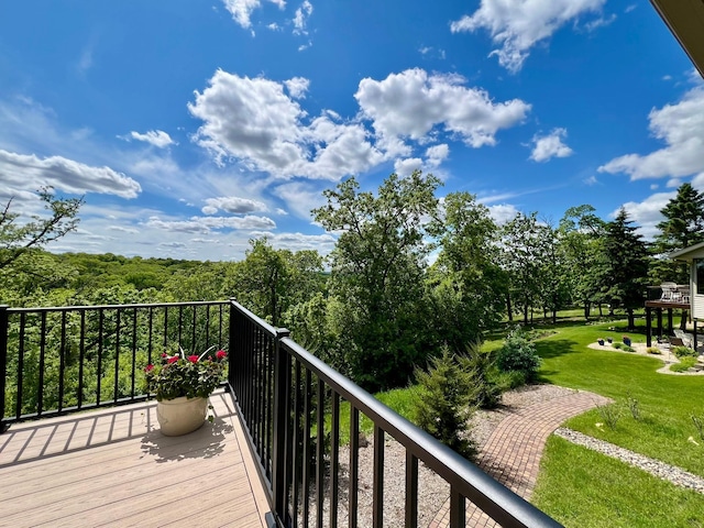 2774 Pine Ridge Blvd, Red Wing, MN 55066 - wooden deck with a lawn
