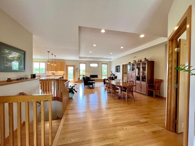 2774 Pine Ridge Blvd, Red Wing, MN 55066 - dining area with light wood-style flooring, recessed lighting, and a chandelier