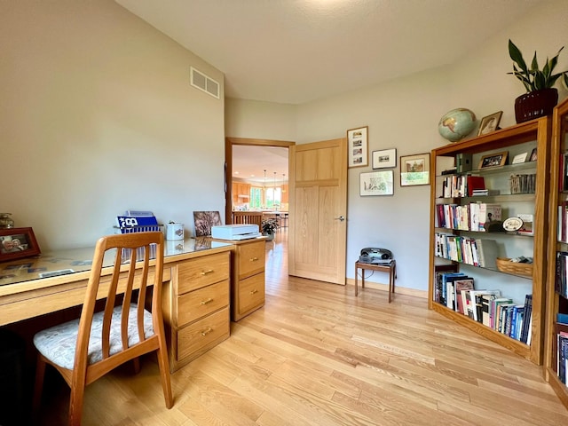 2774 Pine Ridge Blvd, Red Wing, MN 55066 - office area with light wood-style floors and a chandelier
