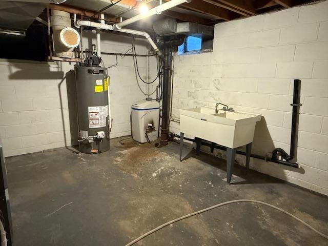 510 2nd Ave NW, Milaca, MN 56353 - unfinished basement featuring water heater, a sink, and a water softener