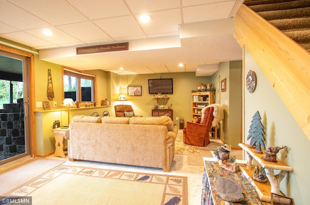 66893 185th Pl, Jacobson, MN 55752 - living room featuring baseboards, carpet flooring, and recessed lighting