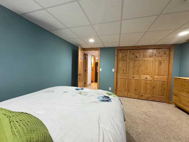 25797 Silver Beach Rd, Minnewaska Twp, MN 56334 - carpeted bedroom with a drop ceiling and recessed lighting