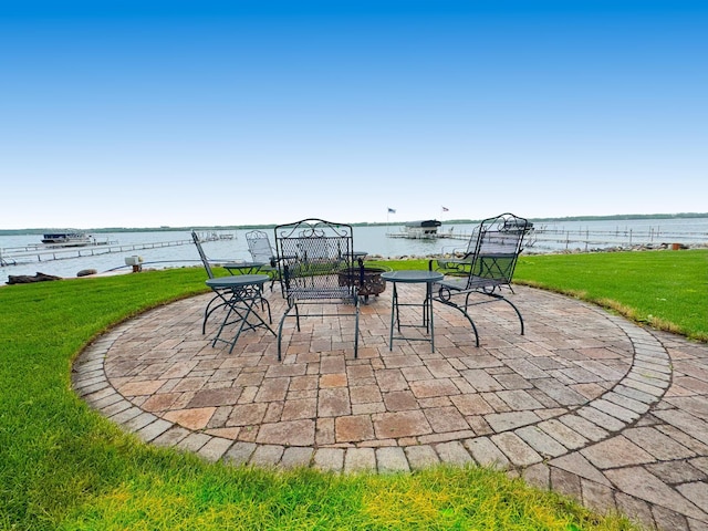 25797 Silver Beach Rd, Minnewaska Twp, MN 56334 - view of patio / terrace with a water view