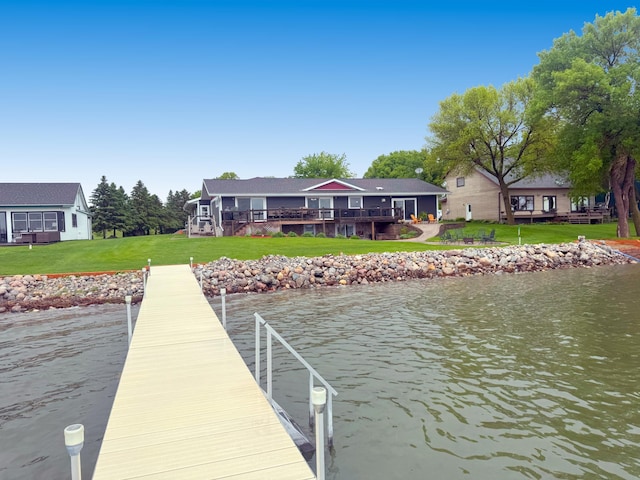 25797 Silver Beach Rd, Minnewaska Twp, MN 56334 - dock featuring a water view and a lawn