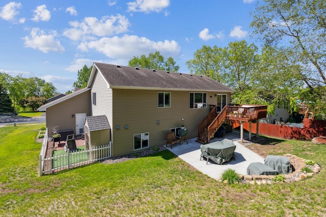 805 Natalie Dr, Buffalo, MN 55313 - rear view of house featuring a patio area, stairs, and a wooden deck
