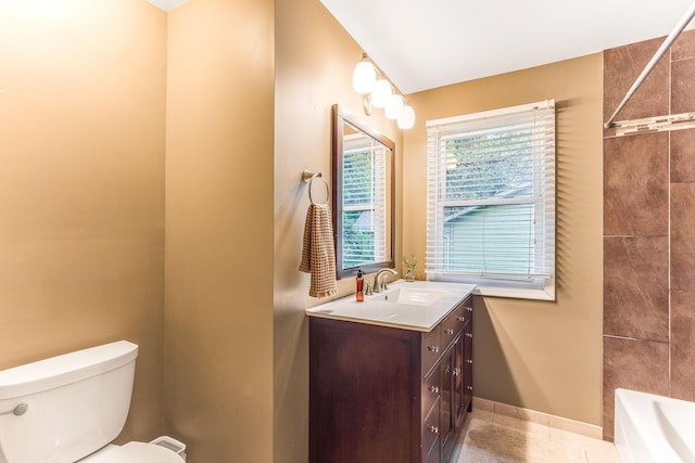 5725 Golden Valley Rd, Golden Valley, MN 55422 - bathroom featuring toilet, vanity, and baseboards