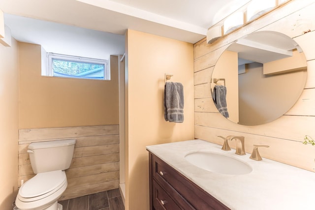5725 Golden Valley Rd, Golden Valley, MN 55422 - full bath featuring toilet, vanity, wood finished floors, and a shower