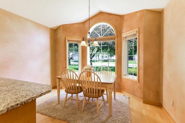 9149 Farnsworth Ave N, Brooklyn Park, MN 55443 - dining space with lofted ceiling and light wood finished floors