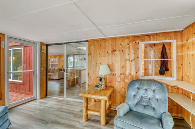 24505 Twilight Ln, Lida Twp, MN 56572 - sitting room featuring wooden walls and wood finished floors