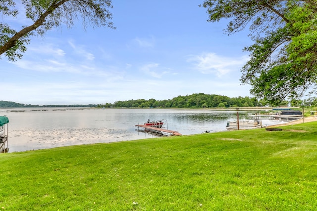 24505 Twilight Ln, Lida Twp, MN 56572 - dock with a water view and a lawn