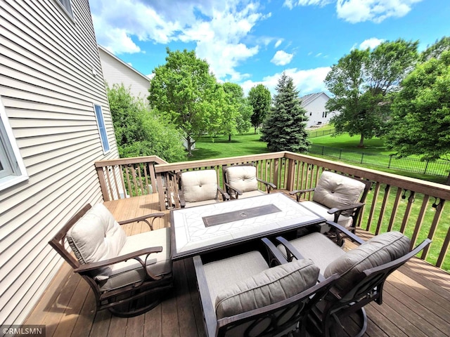 10402 Indiana Ave N, Brooklyn Park, MN 55443 - wooden terrace with outdoor dining space