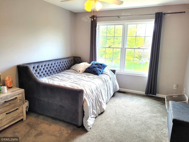 10402 Indiana Ave N, Brooklyn Park, MN 55443 - bedroom featuring carpet floors, multiple windows, baseboards, and ceiling fan