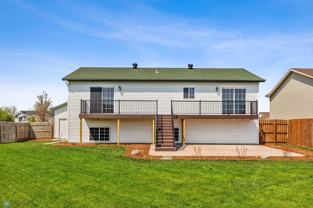 1586 Baywood Dr, Fargo, ND 58078 - rear view of property with a patio area, stairway, a wooden deck, and roof with shingles