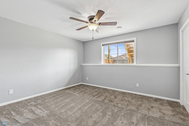 1586 Baywood Dr, Fargo, ND 58078 - empty room with carpet, ceiling fan, a textured ceiling, and baseboards