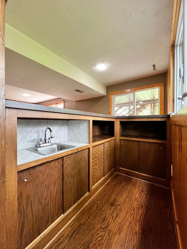 17300 Baseline Ave, Sand Creek Twp, MN 55352 - kitchen featuring a sink and dark wood-style floors