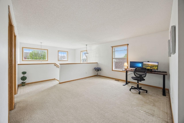 12332 3rd St NE, Blaine, MN 55434 - unfurnished office featuring carpet, a textured ceiling, and baseboards