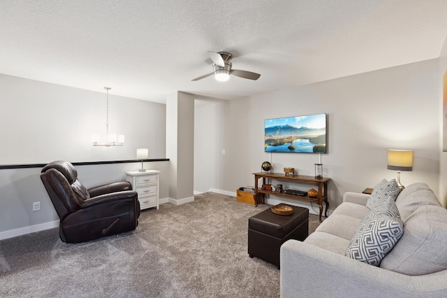 11564 Woodside Dr, Rogers, MN 55311 - carpeted living area with a ceiling fan, a chandelier, and baseboards