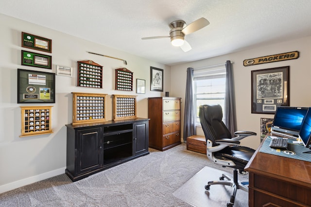 11564 Woodside Dr, Rogers, MN 55311 - office featuring carpet, ceiling fan, and baseboards
