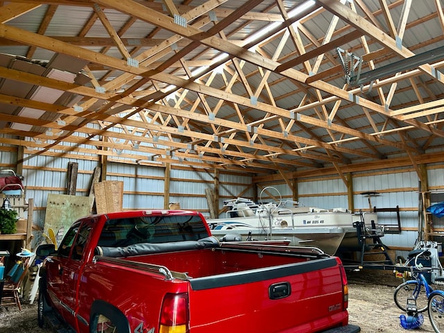 10696 Leaf River Rd, Leaf River Twp, MN 56482 - garage featuring metal wall