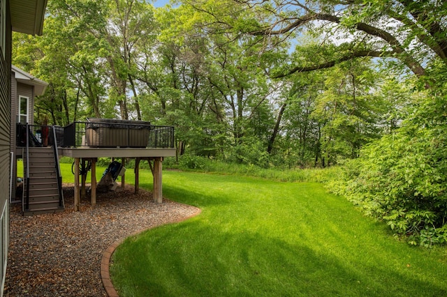 2349 175th Ln NE, Ham Lake, MN 55304 - view of grassy yard with stairs and a deck