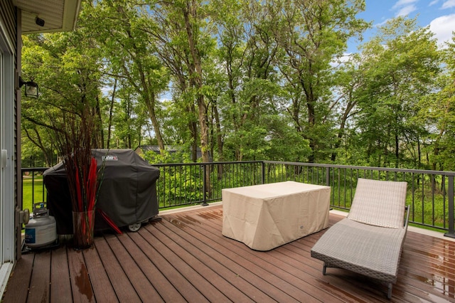 2349 175th Ln NE, Ham Lake, MN 55304 - wooden terrace with area for grilling and view of scattered trees