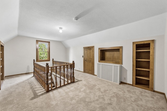 1928 Cleveland St NE, Minneapolis, MN 55418 - additional living space with vaulted ceiling, carpet floors, baseboards, and a textured ceiling