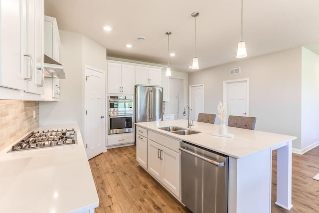 19171 Cottage Rd, Farmington, MN 55024 - kitchen with appliances with stainless steel finishes, a sink, under cabinet range hood, decorative backsplash, and a kitchen bar