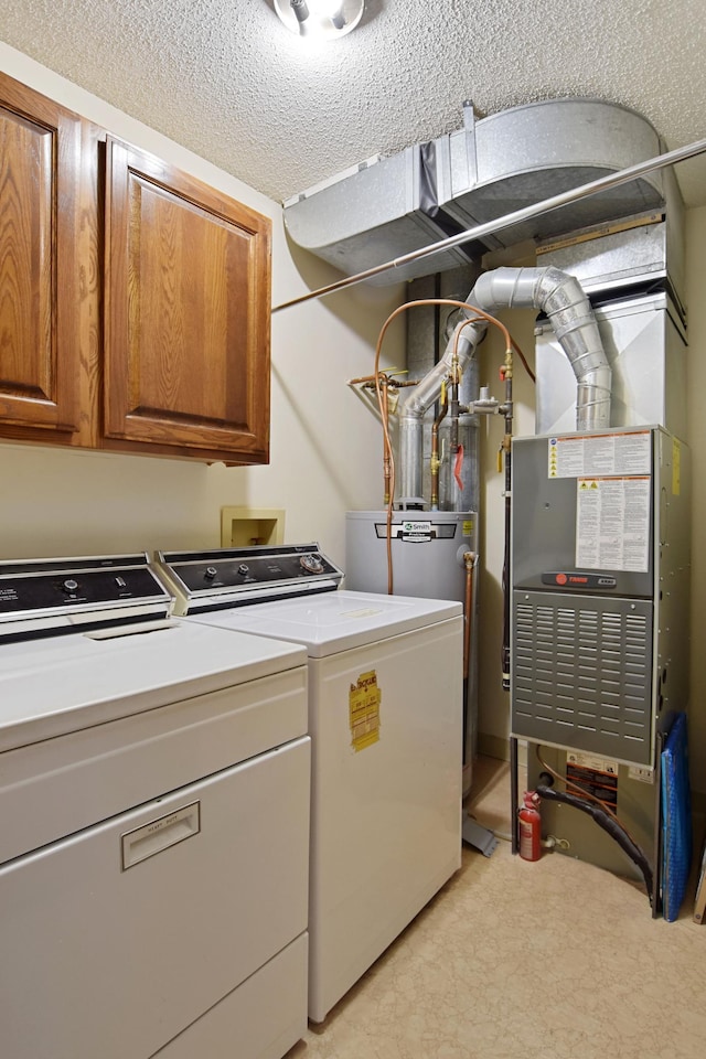 1871 Livingston Ave Unit C, West Saint Paul, MN 55118 - laundry room with washing machine and clothes dryer, water heater, cabinet space, and a textured ceiling