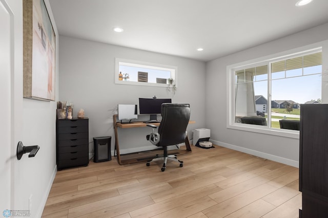 4533 38 1/2 Ave N, Reiles Acres, ND 58102 - office space featuring healthy amount of natural light, light wood-style flooring, baseboards, and recessed lighting