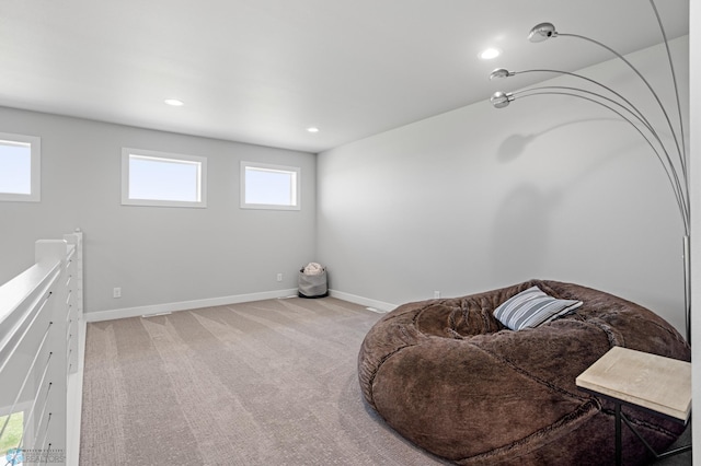 4533 38 1/2 Ave N, Reiles Acres, ND 58102 - sitting room with light carpet, baseboards, and recessed lighting