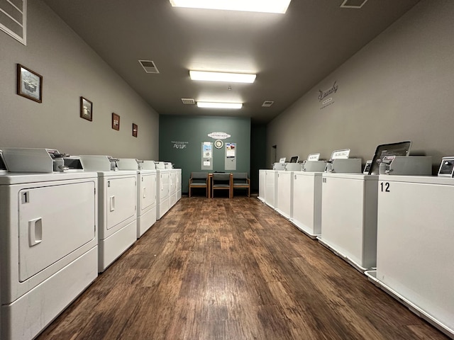 109 Luverne St Unit 220, Luverne, MN 56156 - community laundry room with independent washer and dryer and dark wood-type flooring