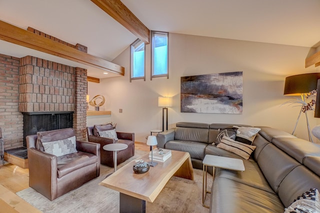 120 Eastbank Ct N, North Hudson, WI 54016 - living room with wood finished floors and a brick fireplace
