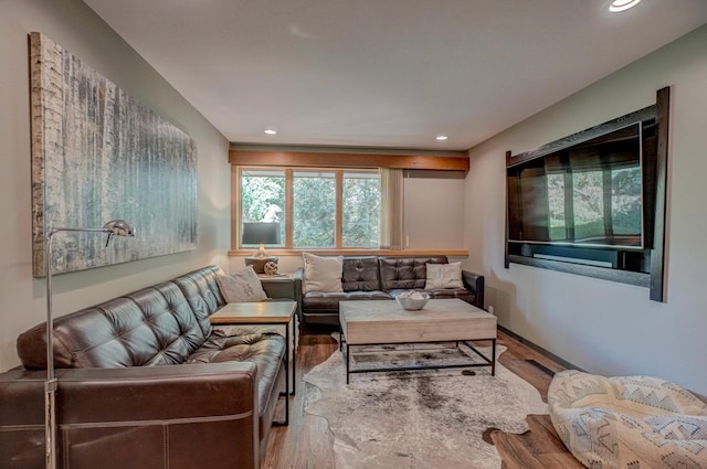 120 Eastbank Ct N, North Hudson, WI 54016 - living room featuring wood finished floors, recessed lighting, and baseboards