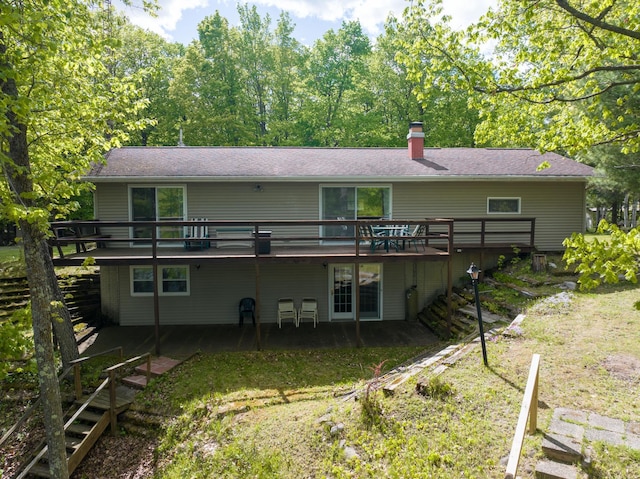 W2847 County Highway B, Madge Twp, WI 54870 - back of house with a deck and a chimney