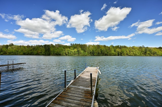 W2847 County Highway B, Madge Twp, WI 54870 - dock area with a water view and a wooded view