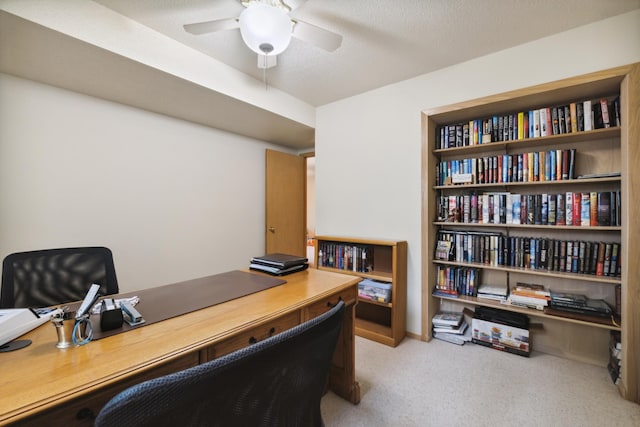 2031 Rose Creek Dr S, Fargo, ND 58104 - carpeted office with ceiling fan and a textured ceiling