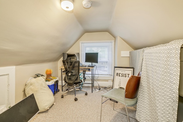 1491 Wynne Ave, Saint Paul, MN 55108 - home office featuring carpet flooring and vaulted ceiling