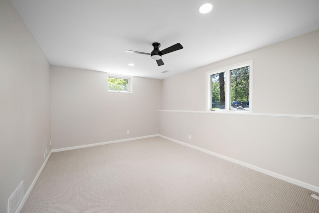 18120 27th Ave N, Plymouth, MN 55447 - empty room featuring light carpet, baseboards, a ceiling fan, and recessed lighting