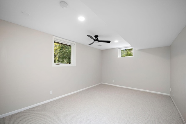 18120 27th Ave N, Plymouth, MN 55447 - empty room with light carpet, baseboards, recessed lighting, ceiling fan, and a smoke detector