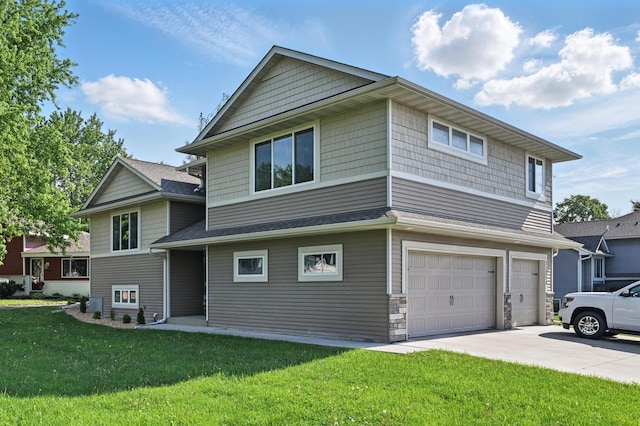 11350 97th Ave N, Maple Grove, MN 55369 - view of front of property with a garage, a front yard, and concrete driveway