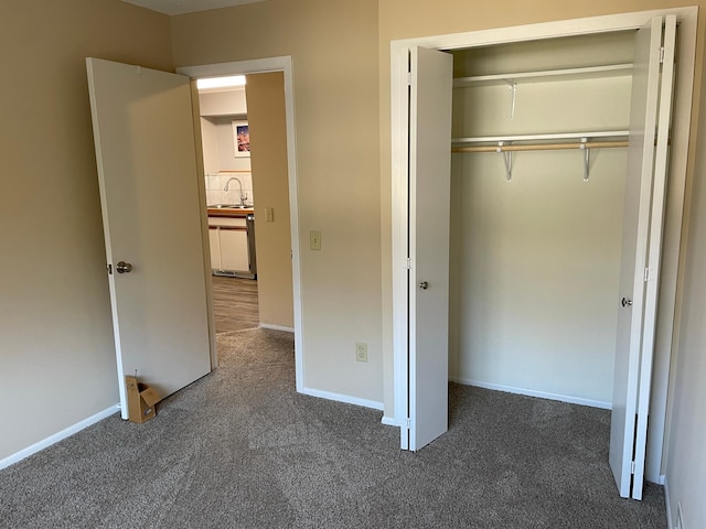 12232 Oak Leaf Cir, Burnsville, MN 55337 - unfurnished bedroom featuring carpet floors, a sink, a closet, and baseboards