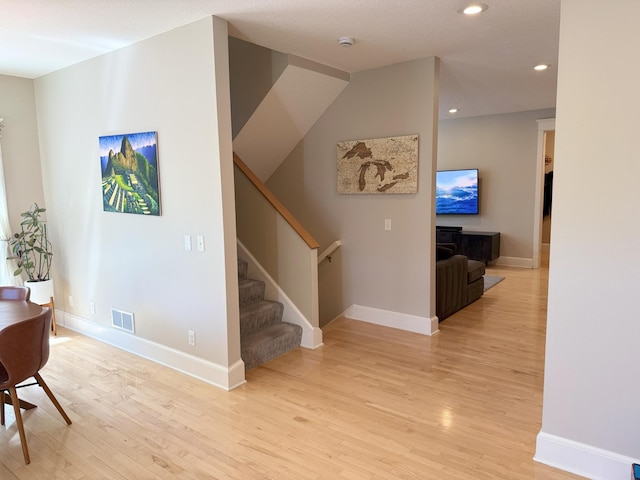 4312 France Ave S, Edina, MN 55410 - foyer with light wood-style floors, recessed lighting, baseboards, and stairway