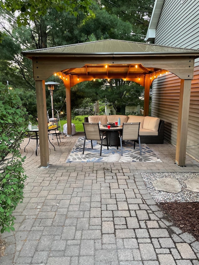 4312 France Ave S, Edina, MN 55410 - view of patio / terrace with a gazebo, an outdoor living space, and outdoor dining area